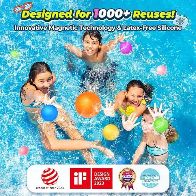 20Pcs Reusable Water Balloons, Summer Water Toys, Magnetic Water Ball for Outdoor Games, Pool Toy, Beach Toys for Kids