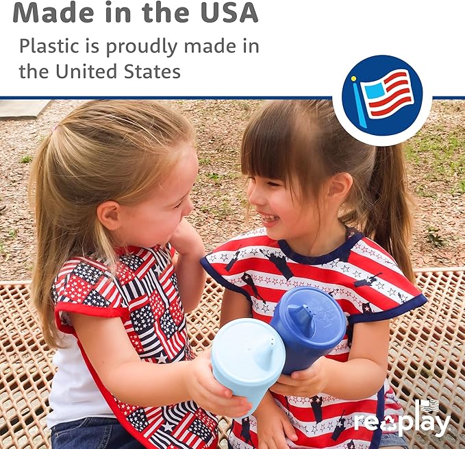 Re-Play Sippy Cups for Toddlers - 10 Oz. Reusable Spill Proof Cups for Kids, Dishwasher/Microwave Safe - Made in USA - Set of 4 - Desert Sands