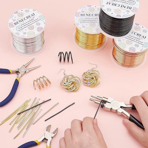 BENECREAT 12 17 18 Guage Aluminum Wire (12 Gauge,100FT) Anodized Jewelry Craft Making Beading Floral Colored Aluminum Craft Wire - Silver