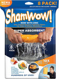 Original Shamwow - Super Absorbent Multi-Purpose Cleaning Shammy Chamois Towel Cloth - Holds 10X its Weight in Liquid - Machine Washable - Will Not Scratch (8 Pack, Orange)