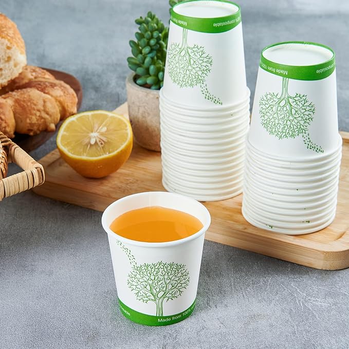 ECOLipak 500 Count Compostable Paper Cups, 4 oz Paper Espresso Coffee Cups with PLA Lined, Disposable Eco-friendly Biodegradable Hot Paper Cups for Party, Picnic,Travel,and Events