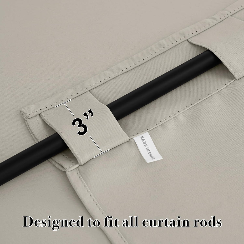 RYB HOME Blackout Curtains for Kitchen, Privacy Thermal Insulating Small Winow Curtain Shades for Classroom Bathroom Nursery Bedroom Cafe, W 34 x L 24, Natural, 2 Panels