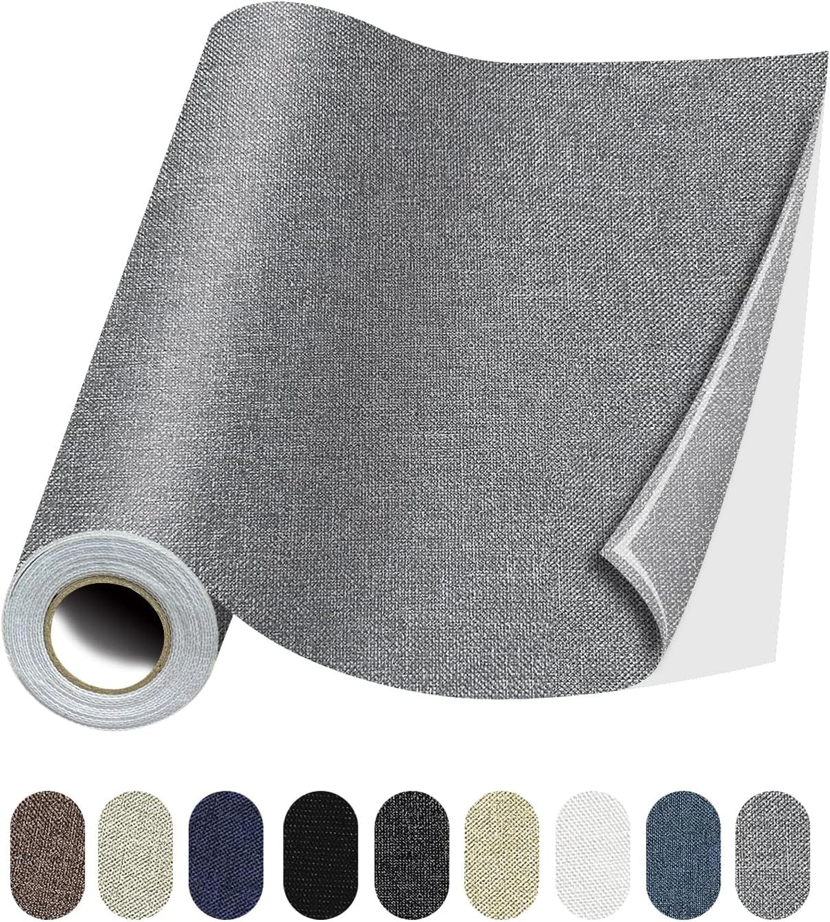 Fabric Repair Patches, 17X79 Inch Linen Repair Tape Self-Adhesive Fabric Patches Durable, DIY Large Linen Tape for Sofa, Couches, Furniture, Chair, Clothing （17X79 Inch, Grey）