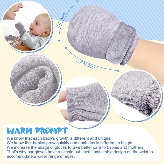Adjustable Baby Mittens No Scratch Newborn Cotton Breathable Gloves Warm Baby Mitts for Boys Kids