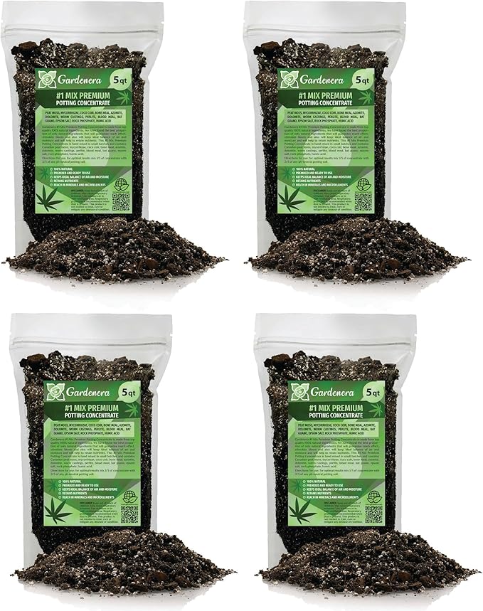 Gardenera Premium JUST-ADD-Water Potting Soil Mix - Optimal Nutrient-Rich Blend for Thriving and HIGH-Yield Herbal Plants - 20 Quart