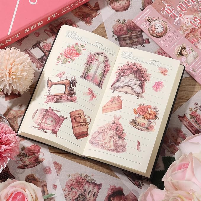 Vintage Ephemera Sticker 24 Sheets precut 300 washi Stickers Paper People Journal Stickers for Adults Junk journaling Sticker Book Scrapbooking Supplies