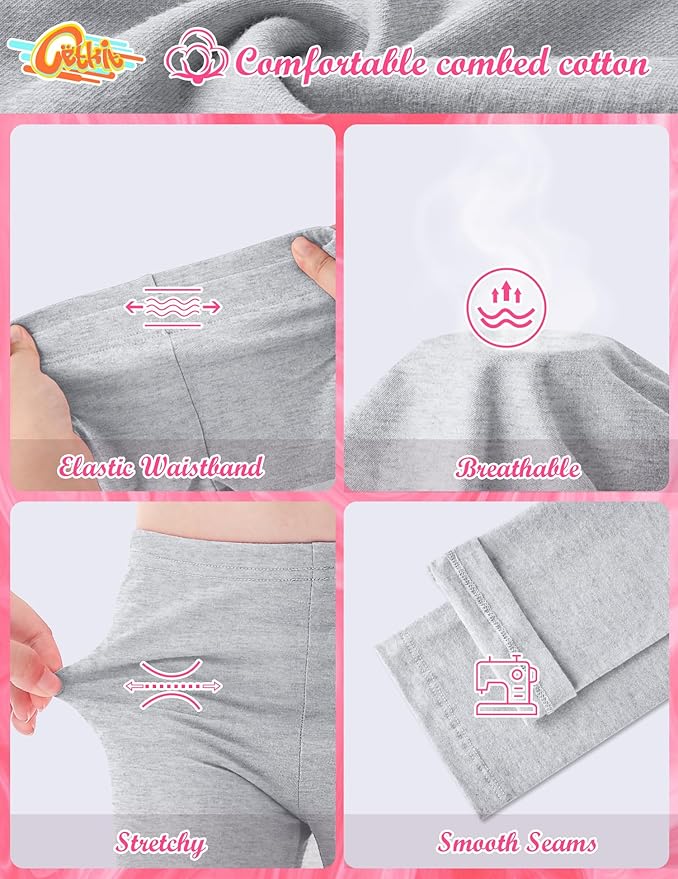 Girls Leggings Cotton Leggings for Toddler Footless Girls Pants Stretchy Baby Girl's Pants Infant Basic Leggings Size 6M -14Y