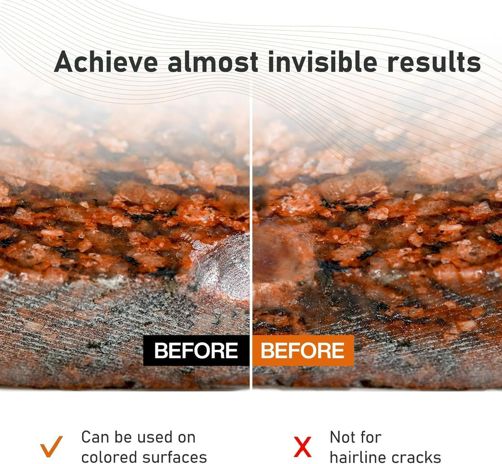 Marble, Granite & Quartz Countertop Repair Kit (Clear) - Fix Your Defects Like a Pro I Suitable for Most Repairs I Fix Broken Chips in Minutes