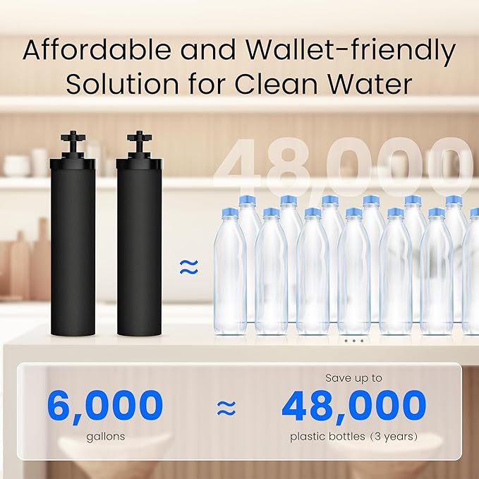 Waterdrop Gravity-fed Water Filtration System, NSF/ANSI 42&372 Certified Black Carbon Filters, Reduce Lead and Up to 99% Chlorine, with Stainless Steel Stand, 1.5 Gallons