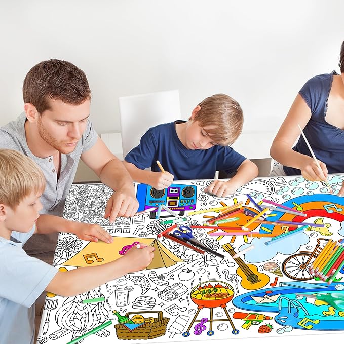 Giant Coloring Poster for Classroom - 31.5x72" Versatile Summer Activity Poster/Table Cover for School Parties, Birthday & Special Events Decoration