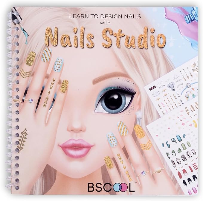 BSCOOL - Drawing, Coloring & Activity Book. Nail Design Book with Stickers and Guides. Fashion Design Sketchbook for Kids 5 and up. Little Designer Creativity Book - Nail Sticker Book. Gift for Girls