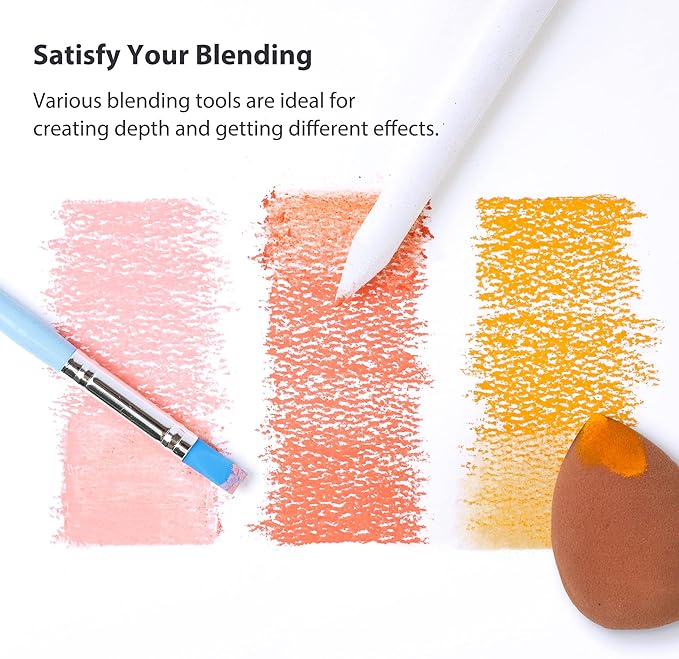 COLOUR BLOCK 30pcs Sketching Tool Set with Soft Pastels Drawing Art Blenders, Blending Stumps, Tortillions, Sandpaper, Sketch Pencil Extender, Rubber Pens
