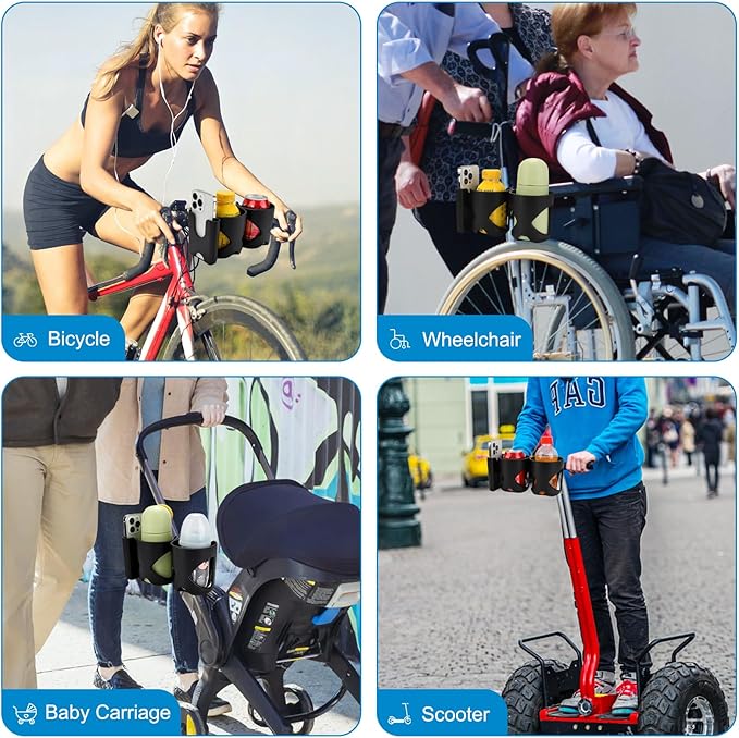 Accmor Universal Cup Holder, Stroller Cup Holder, 360° Rotatable Large Caliber Designed Bottle Holder for Stroller, Bike, Wheelchair, Walker, Scooter