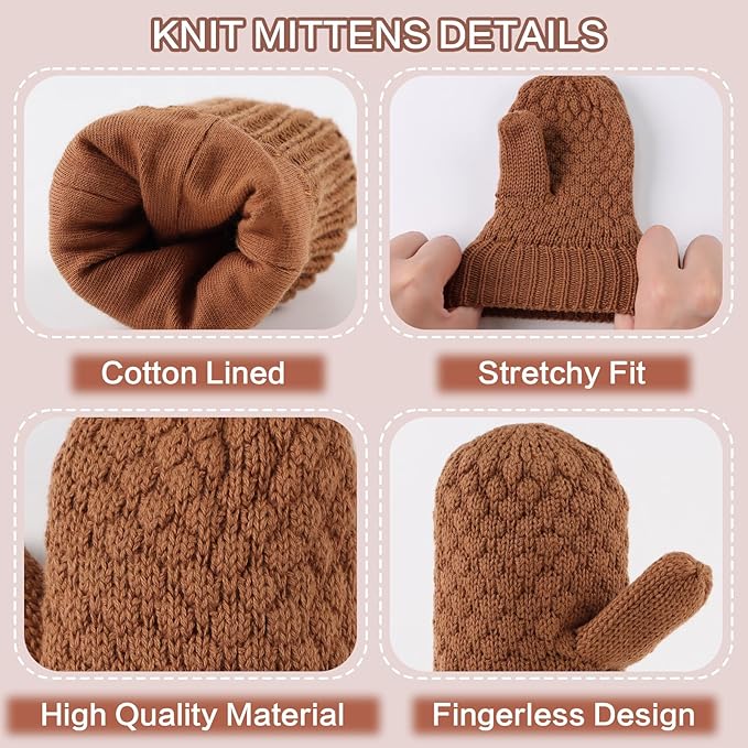 Baby Knit Mittens Toddler Boys Girls Gloves Winter Infant Newborn No Scratch Mitten 0-3 Years