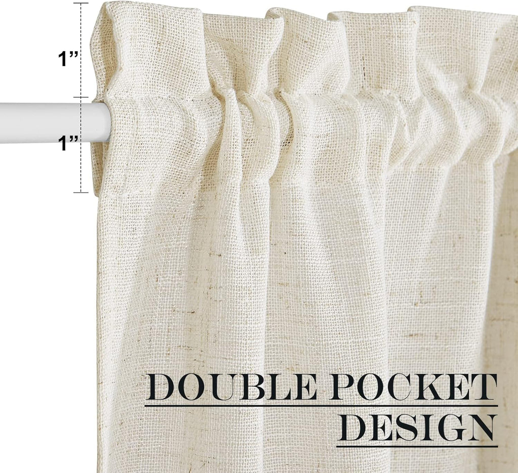 NICETOWN Linen Sheer Patio Door Curtain Drapery Panel for Door Window Elegant Soild Rod Pocket French Door Curtain Panel, 26" x 72" with Tieback, 1 Piece, Linen