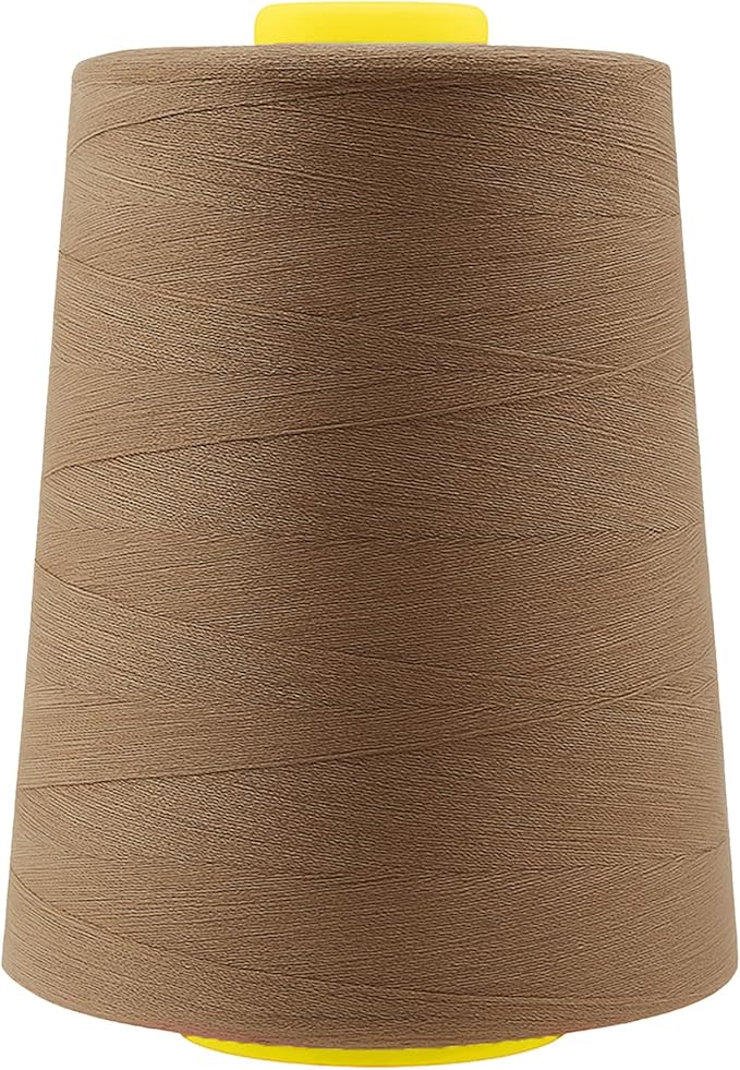 Mandala Crafts 4 Pack of Serger Threads Cones Spools - 20S/2 24000 Yards Polyester Mocha Threads for Sergers Machine and Overlock Quilting Sewing Machine