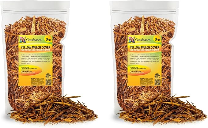 Gardenera Yellow Mulch - Retain Moisture and Suppress Weeds for a Thriving Landscape - 10 QUARTS