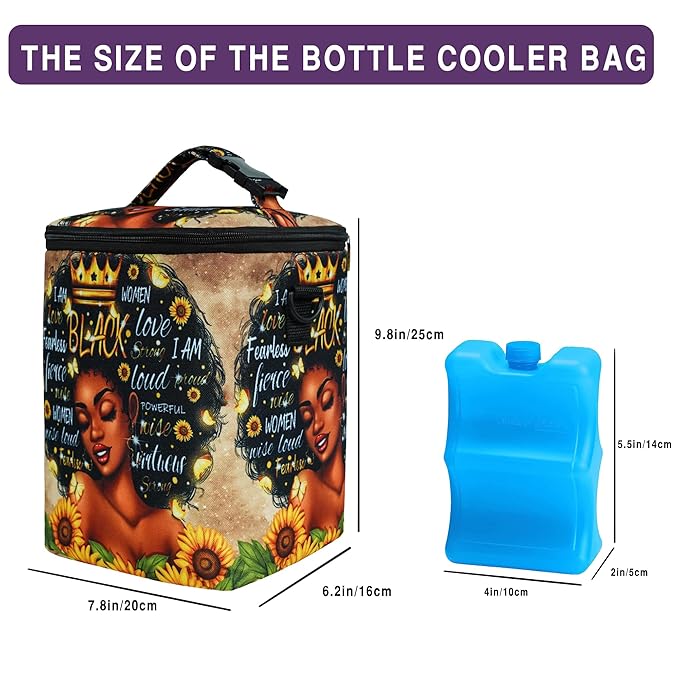 Breastmilk Cooler Bag with Ice Pack Fits 4 Baby Bottles Up To 9 Ounce Insulated cooler Bag Breast Milk Cooler on the Go with Strap Baby Bottle Cooler Bag for Nursing Mom Daycare or Travel