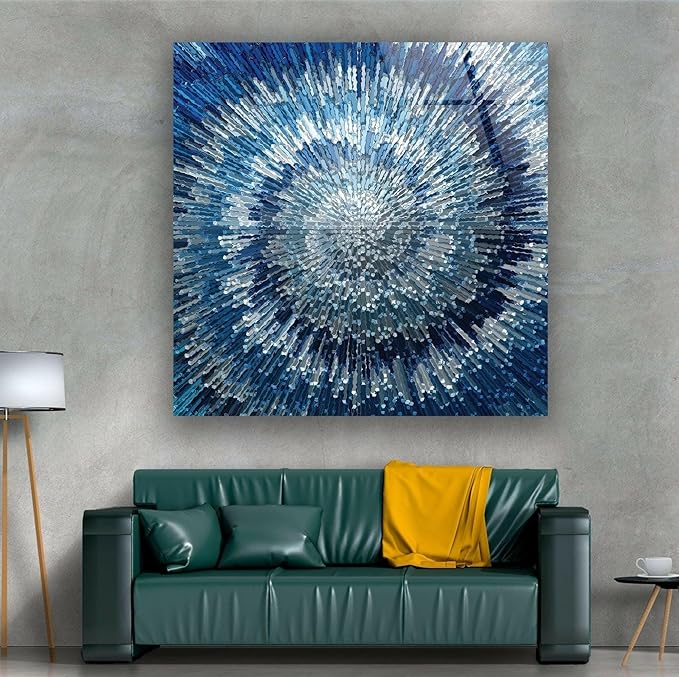 My Photostation.com 48Wx32H'' Abstract Blue Textured Glass Wall ArtTempered Glass Printing Wall Decor Large Wall Art Wall Hangings