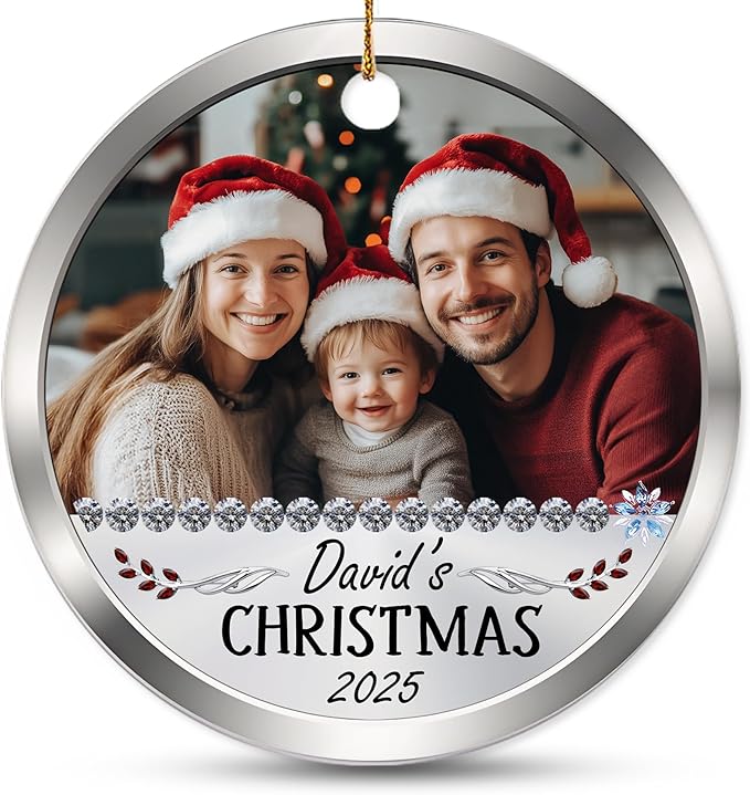 Personalized Baby’s First Christmas Photo Christmas Ornament 2025 - My First Holiday Keepsake - Custom Newborn Ornament - Sweet Gift for New Parents Mom Dad - Baby Holiday Memory Decoration