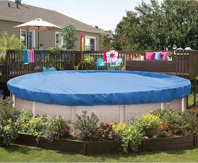 ECOOPTS 11 ft Round Pool Cover for Above Ground Pools, Swimming Pool Cover Protector Winter Safety Cover (Blue)