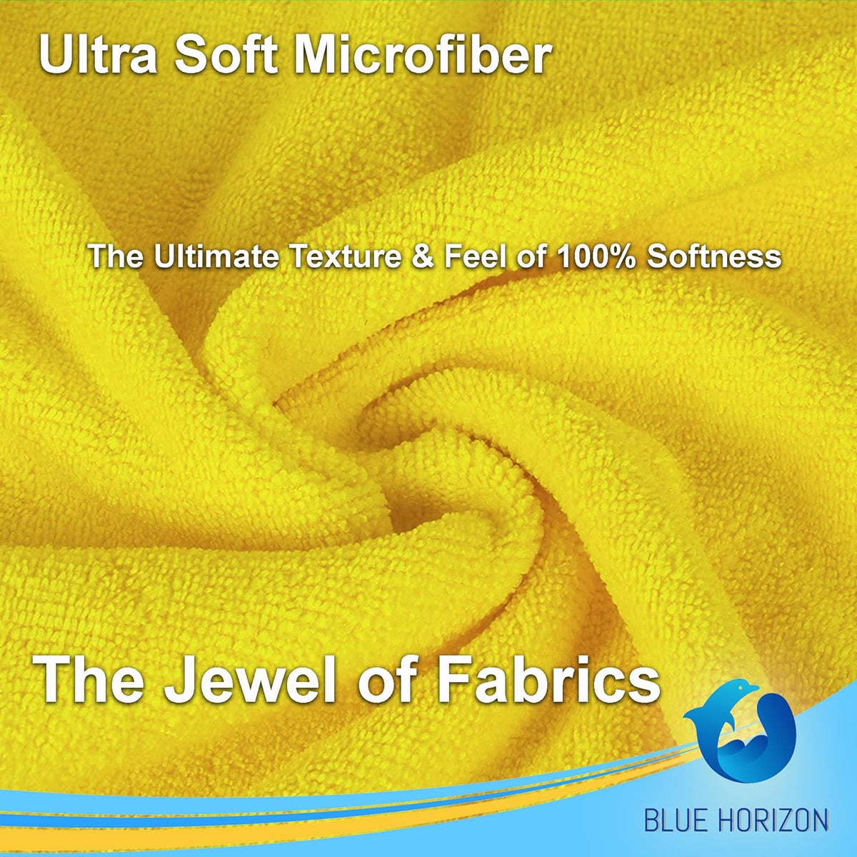 Blue Horizon Microfiber Cleaning Towels, 36-Pack, Ultra Soft Plush Washcloth, Professional Grade Premium Microfiber Detailing Cleaning Cloths, Car, Household and Commercial (Yellow, 16" x 16")