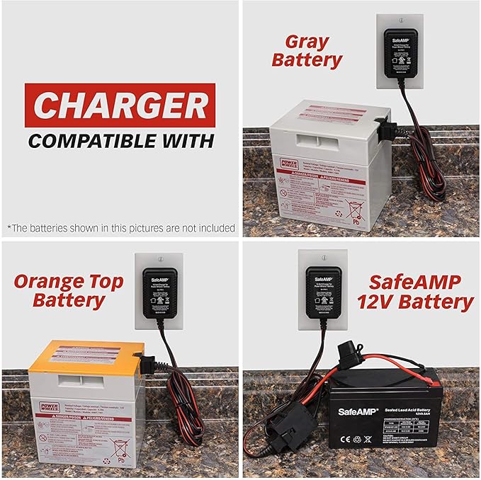 12-Volt Charger for Power Wheels Gray Battery and Orange Top Battery