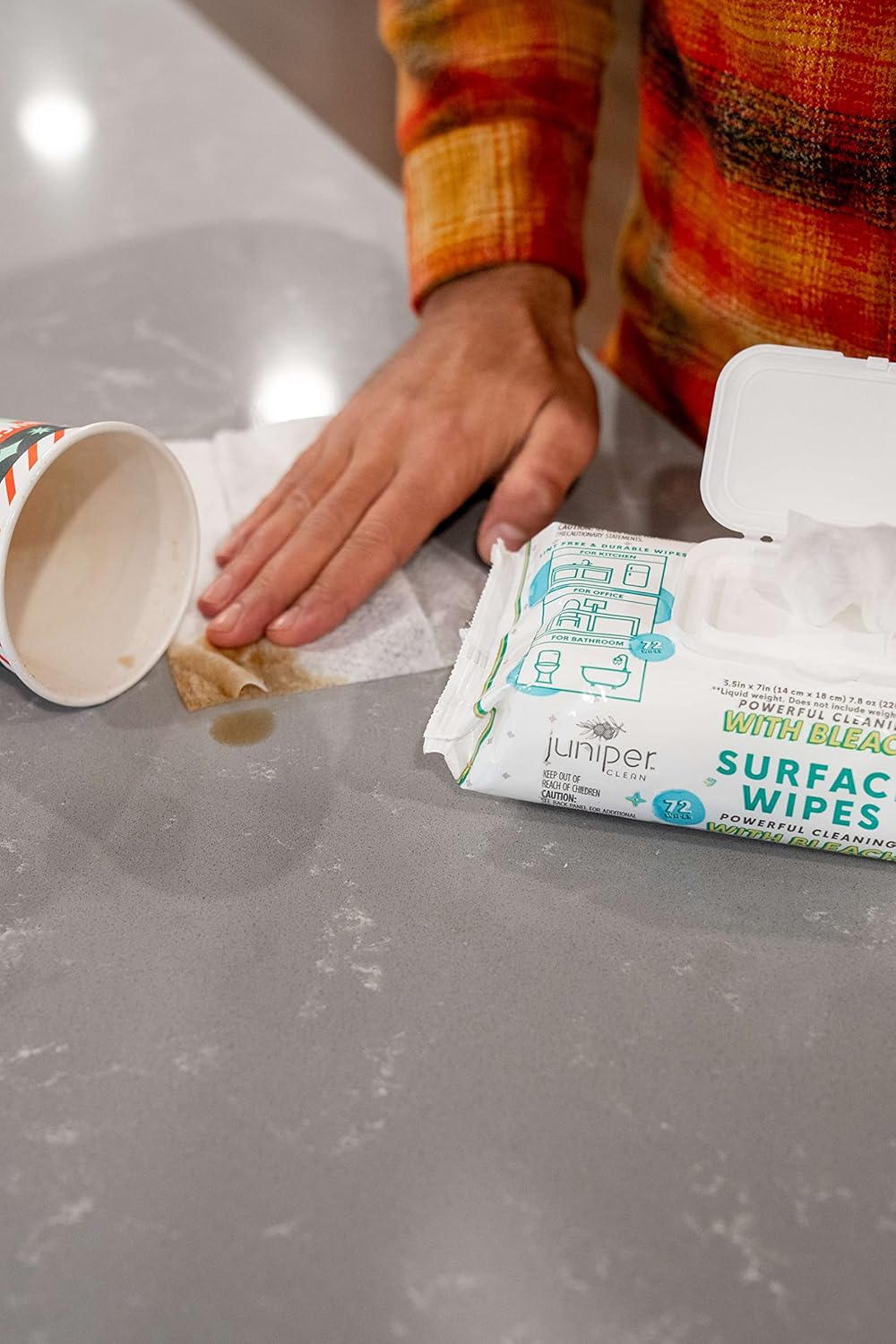 3 Pack Surface Cleaning Wipes with Bleach, All-Purpose Cleaner for Bathroom, Kitchen, Office, 216 Count Soft Flow, Fresh Scent, Lint Free & Durable