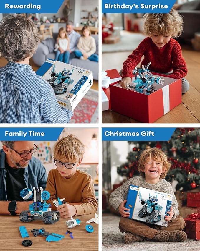 5 in 1 STEM RC Robot Building Kit, 398PCS APP & Remote Control Blocks DIY Engineering Robotics, Erector Science Set for Kids Age 6 7 8 9 10 11 12+, Educational Learn Toys Gift for Boys & Girls