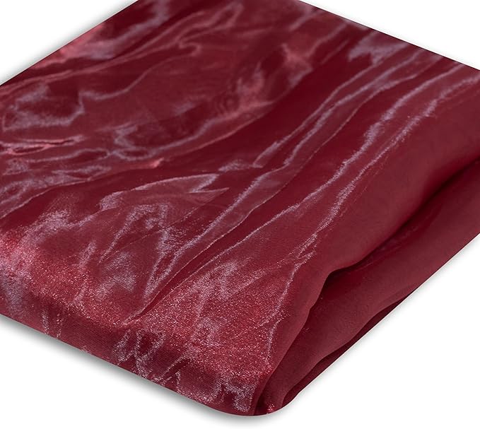 FYNITE Burgundy Sheer Organza Fabric | 5 Yards Long x 44'' Wide | Solid Sheer Organza Bolt for Wedding Dress Fashion Craft Decorations