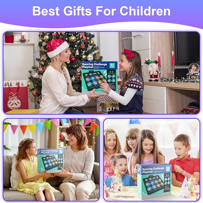 2Player Dance Mat for Kids, Electronic Double Dance Mixer Rhythm Step Play Mat,Dance pad Game Toys Music for Girls Boys,Christmas/Festival/Birthday Gifts for Kids,Age 3 4 5 6 7 8 9 10 11 12+ Year Old