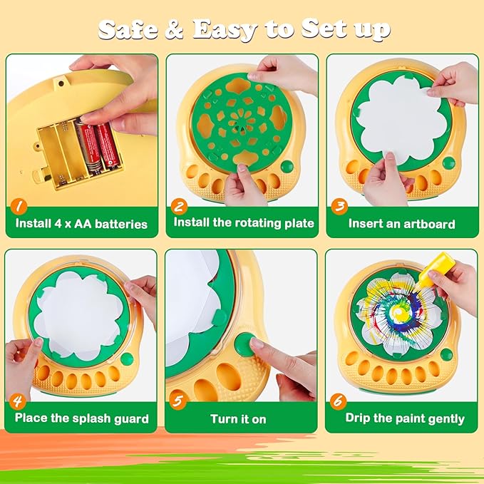 Arts and Crafts for Kids Ages 4-8,Paint Spin Art Machine Kit,Art Craft Set for 6-9 Year Old,Cool Painting Spinner Toys Kits Set,Art Supplies Birthday Gifts for Boy Girl Ages 6 7 8 9 10 11 12 Green