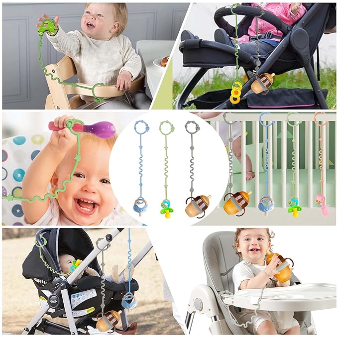 Toy Straps for Baby,RTMOK Silicone Setpacifier Clip,Applies to Car Seat Toy,Teether Toy,High Chair,Stroller Accessories,Baby Toy Clips,Cribs,Rocking Chair