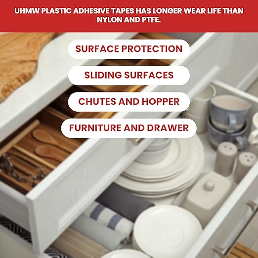 GGR Supplies T.R.U. UHMW High Impact Abrasion Resistant Slippery Tape with Acrylic Adhesive. 36 Yards (3" (75mm)