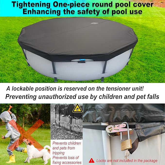 26 Ft Pool Cover, with Automatic Drain Round Pool Cover, One-Piece Quick Installation and Removal Above Ground Pool Cover, Preventing Waterlogging, UV Protected Solar Swimming Pool Cover