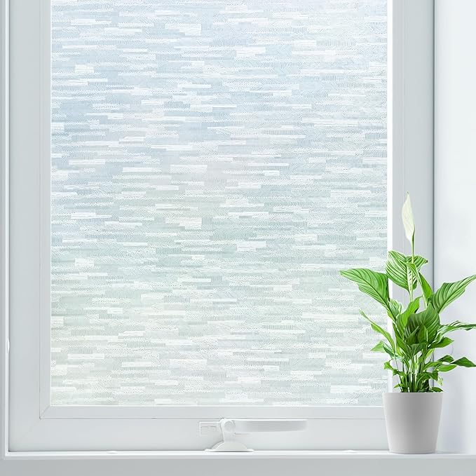 rabbitgoo Window Privacy Film, Frosted Glass Window Film Static Cling Covering, Non Adhesive Privacy Clings Vinyl, Removable Frosting Sticker for Home Decoration, White, 35.4 x 78.7 Inches