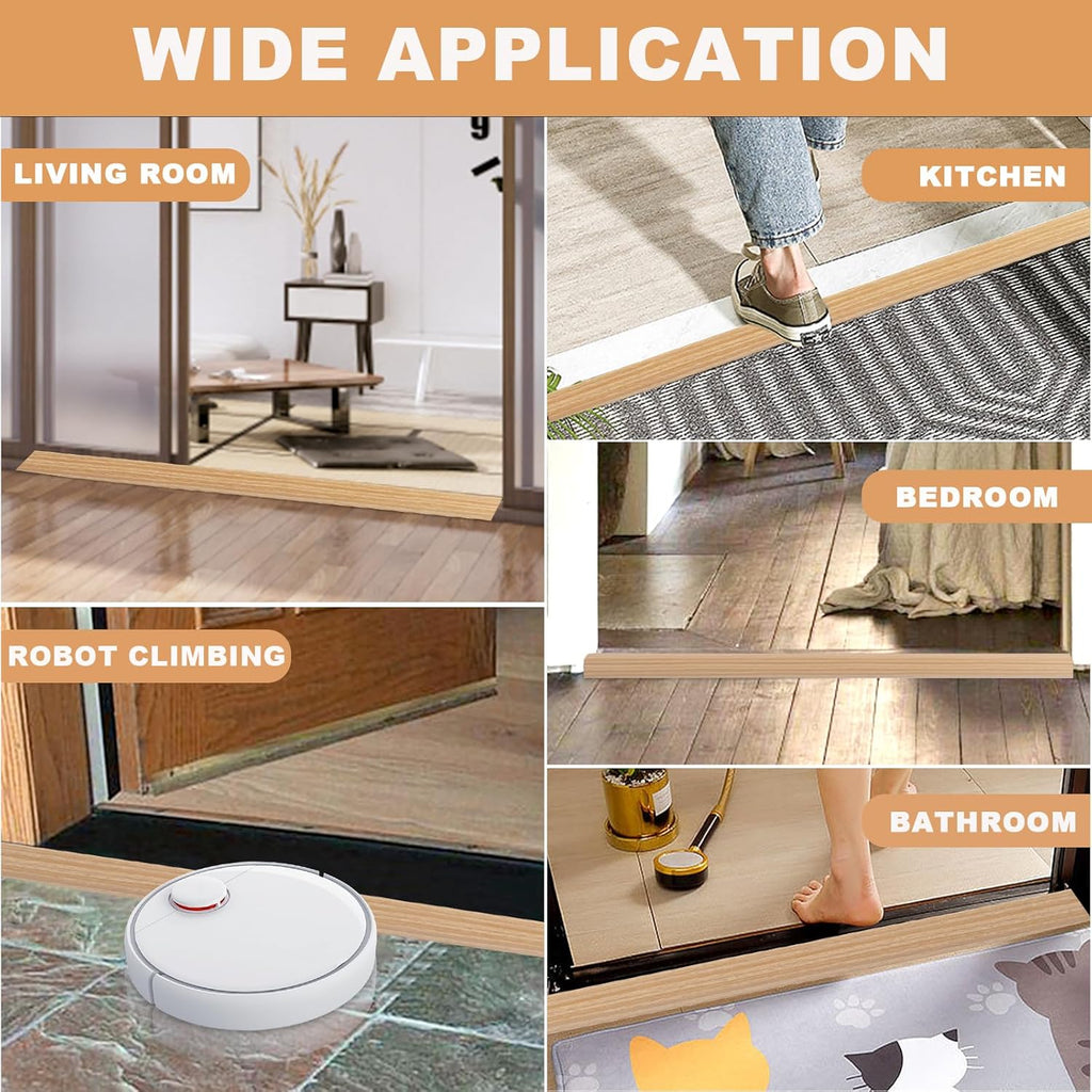 Vinyl Door Threshold Flooring Transition Strip Self Adhesive Carpet Edging Strip for Laminate Doorway Edge Threshold from 1/5" to 2/5" (Light Yellow Wood Grain, 3.3 Ft)