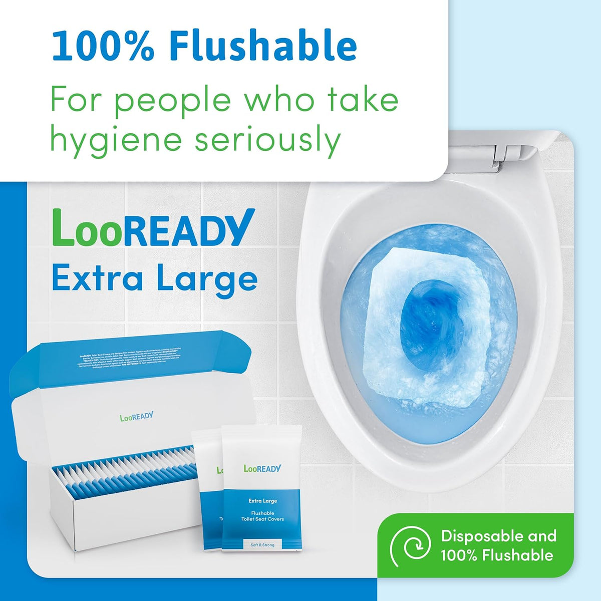Toilet Seat Covers Disposable Flushable - Extra Thick & Large (18x22") - Individually Wrapped Toilet Seat Cover for Travel & Public Bathroom - Premium Quality, Convenient, and Hygienic (30 Pack)
