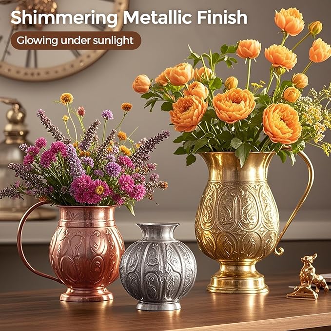 Nicpro Acrylic Paint Metallic, 6 Colors Gold, Silver, Copper, Brass, Bronze, DeepGold, 24oz/720ml Gold Leaf Paint, Non Toxic, Non Fading Paints for Art Painting, Handcrafts, Ideal for Multi-surface