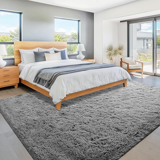 6x9 Area Rug for Living Room: Fluffy Shag Soft Washable Rugs Large Fuzzy Plush Indoor Carpet for Bedroom Nursery Playroom Kids Girls Boys Room (Dark Grey, 6'x9')