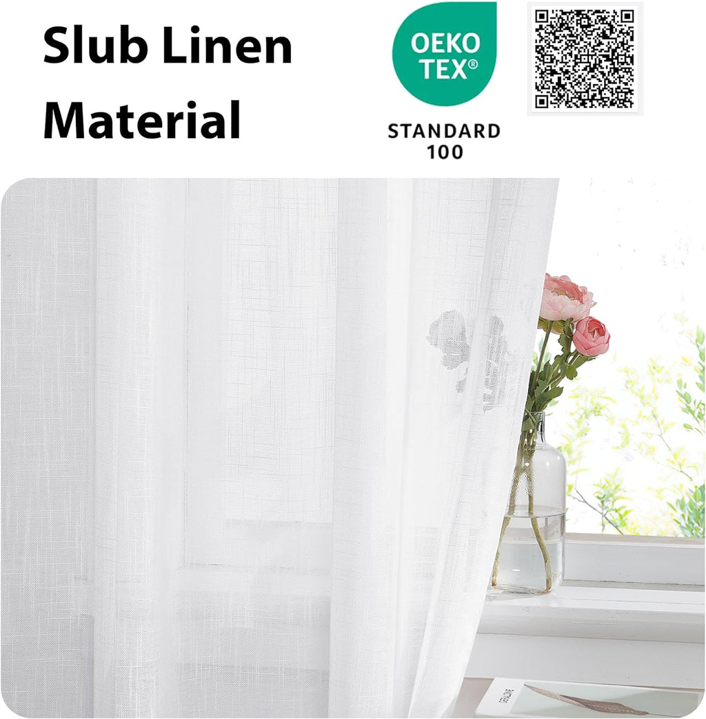 NICETOWN Classroom Window Cover Sheer Lockdown Shade, Front Door Curtains for Glass Window, Small Rod Pocket Curtains for French Door/Basement/Bathroom, 1 Panel, 36" Wide x 40" Long, White