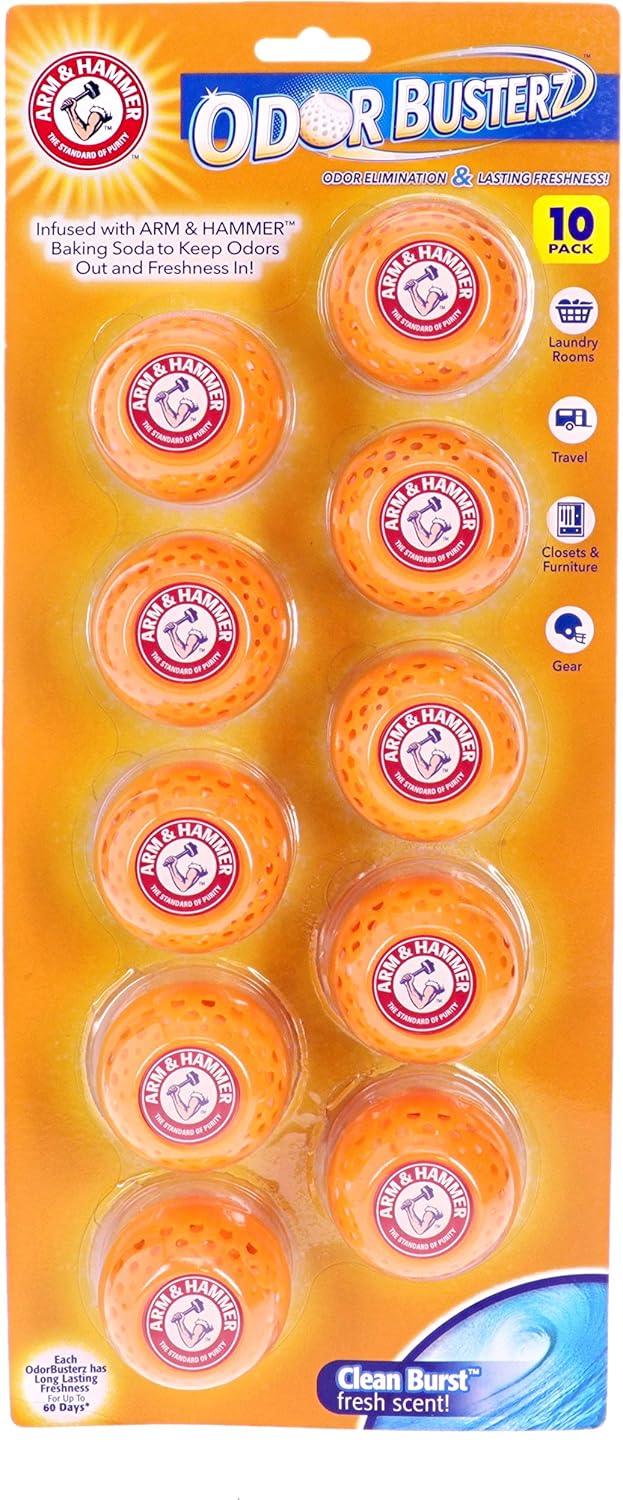 Arm & Hammer Odor Busterz Balls Air Freshener and Odor Eliminator, 10-Piece - Deodorizer, Carpet Fresh, Odor Remover, Pet Fresh