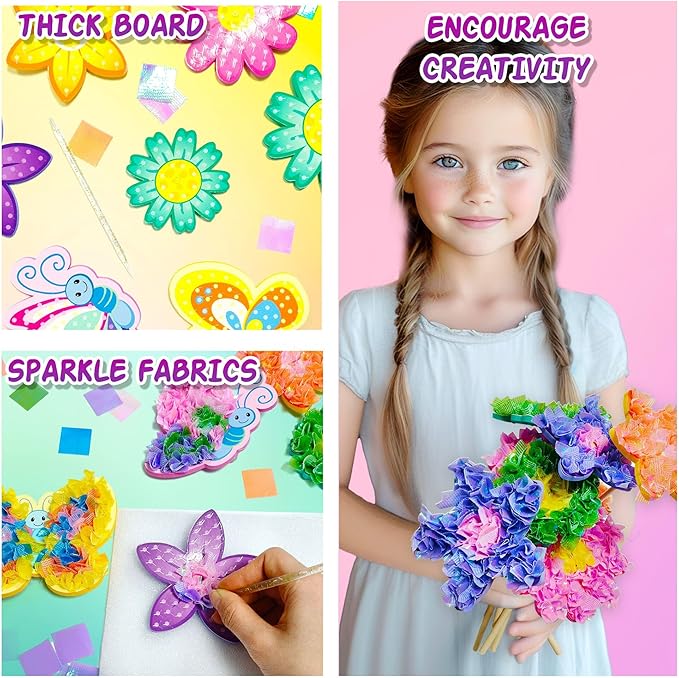 AGENTLAN Art & Craft Activity, Poke Fun Flower Bouquet Craft Kit, Fun & Easy Art Kits for Kids, DIY Garden Kids Activities, Gifts for Girls and Boys 3 4 5 6 7 8 9