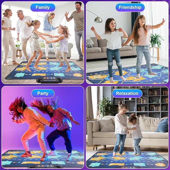 2Player Dance Mat for Kids, Electronic Double Dance Mixer Rhythm Step Play Mat,Dance pad Game Toys Music for Girls Boys,Christmas/Festival/Birthday Gifts for Kids,Age 3 4 5 6 7 8 9 10 11 12+ Year Old