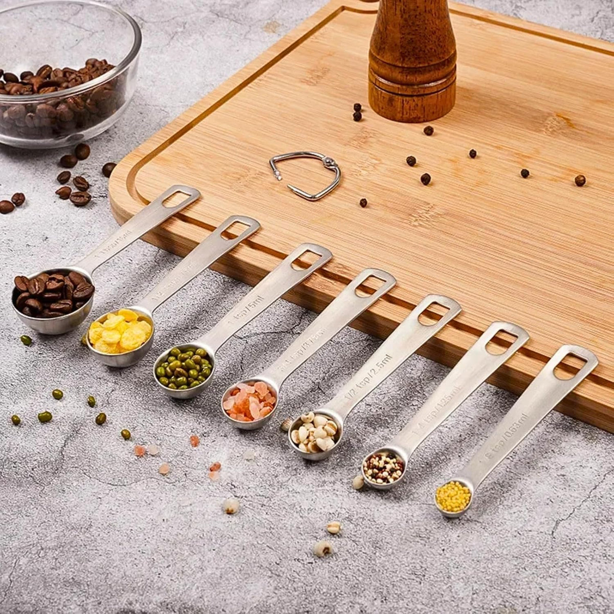 14PCS Measuring Spoons Set, 1 tbsp, 1/2 tbsp, and 1-1/16tsp Stainless Steel Measuring Spoons for Cooking Baking Spice Jars and Liquid Ingredients