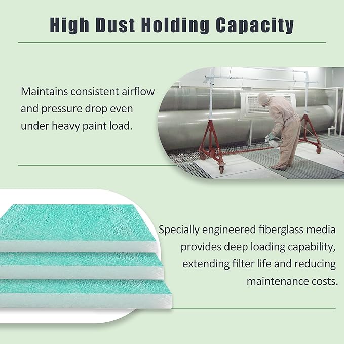 Spray Booth Air Filter Fiberglass Exhaust Green in Paint Booth 15g Green (20" x 20"(100/case))