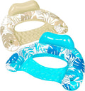 SLOOSH Inflatable Pool Floats Adult,2 Pack Pool Chairs with Cup Holders,Blow up Floats Chair,Hammock Noodle Mat for Relaxing Summer Water Fun Swimming Party Beach
