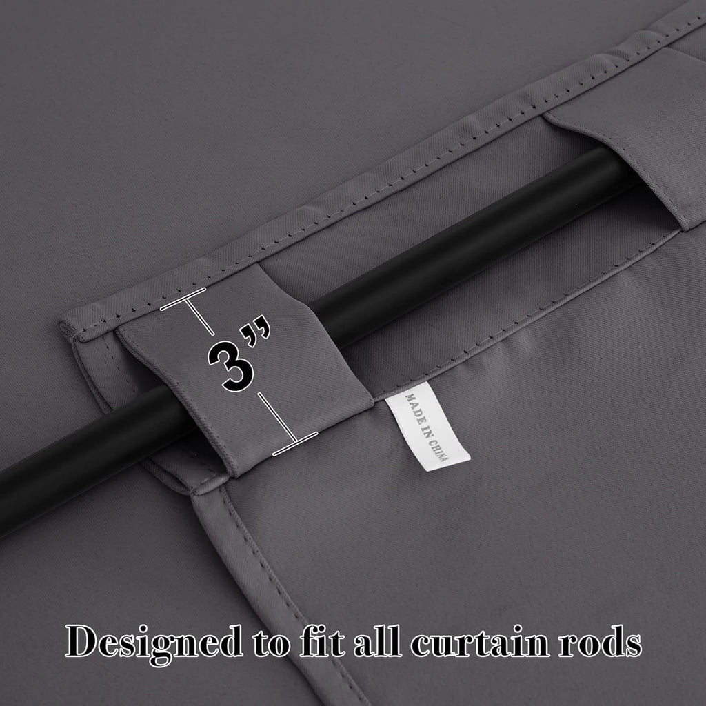 RYB HOME Kitchen Window Curtains - Blackout Privacy Half Window Curtains for Bedroom Bathroom Dining Living Room Cafe Office Short Tiers Drapes, W 34 x L 36 inches, 2 Panels, Grey