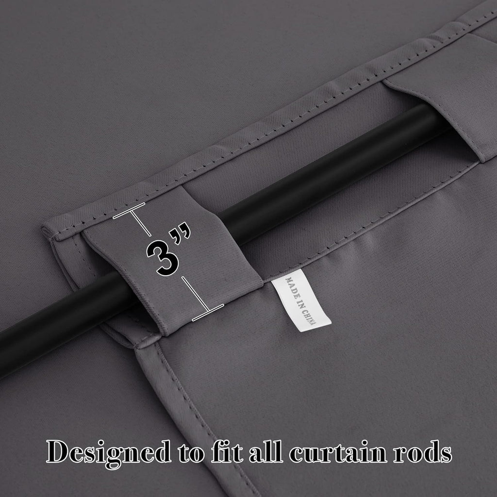 RYB HOME Blackout Curtains for Living Room, Back Tab & Rod Pocket Top Insulating Window Decor for Bedroom Dining Classroom Home Office, W 62 x L 63, Grey, 2 Panels