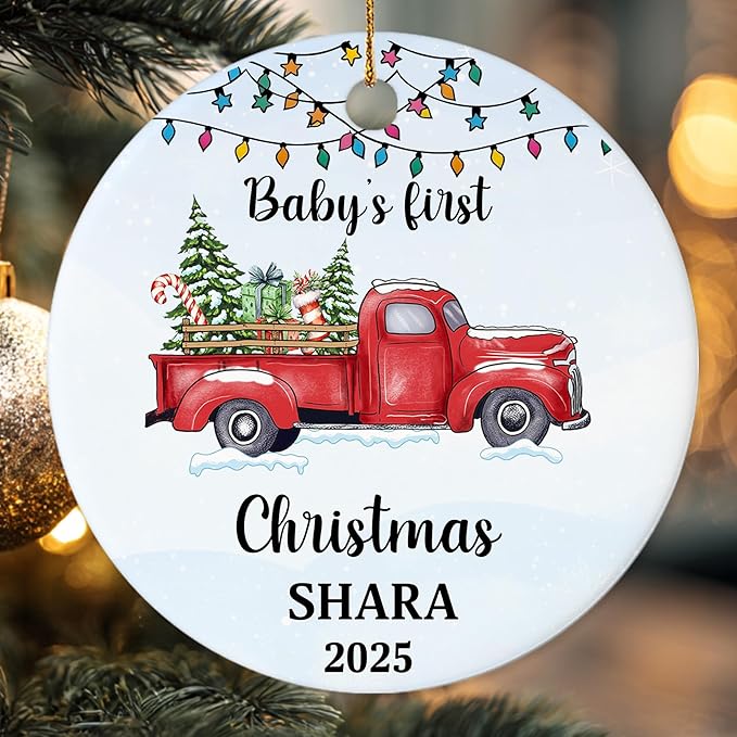 Personalized Baby First Christmas Ornament 2025 - Custom Ornament for New Baby - Babies Name Keepsake - Sweet Gift for Parents - Newborn, New Mom, Dad Gifts On Christmas, Birthday